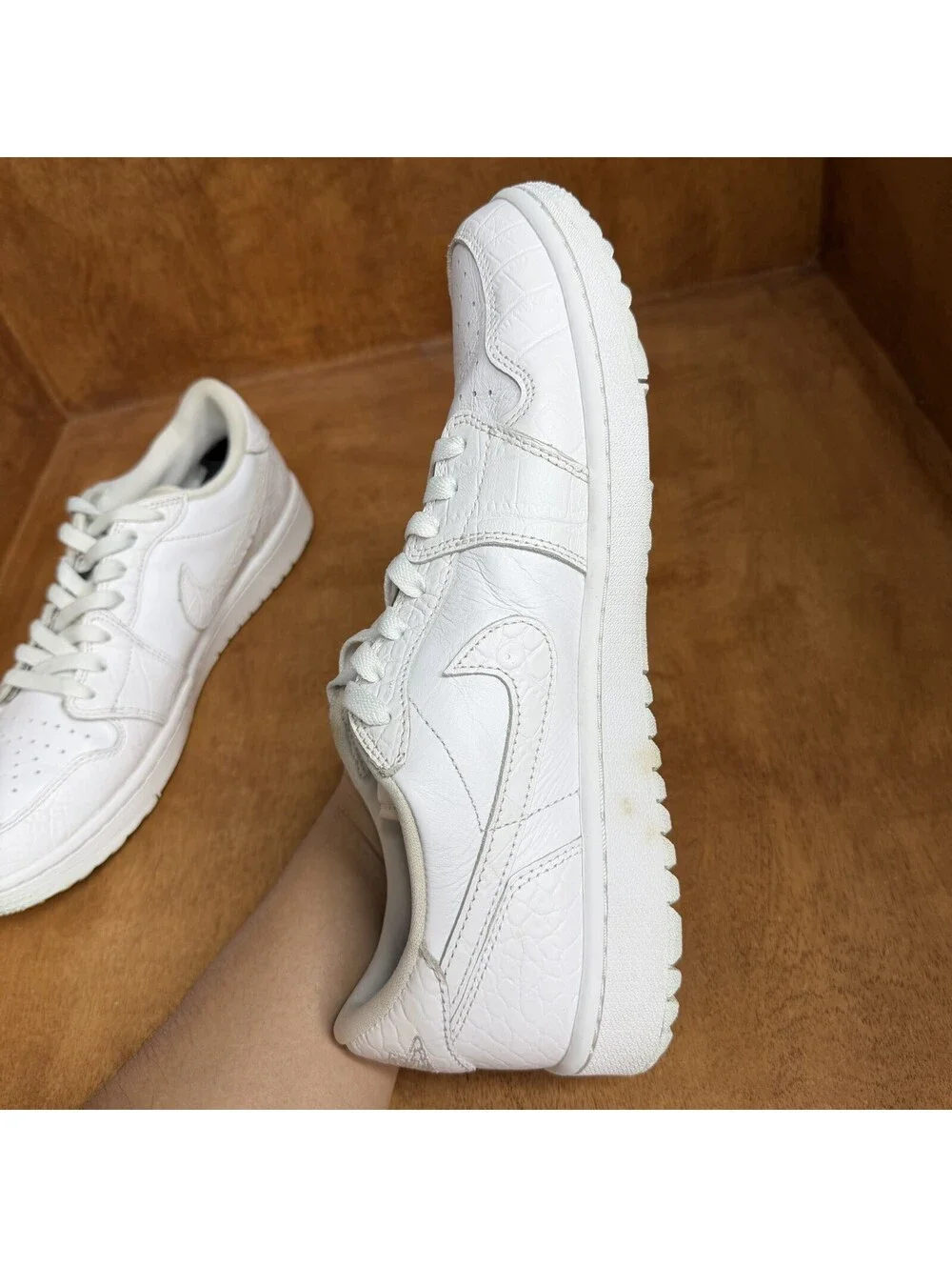 Nike Air Jordan 1 Low Golf Triple White Croc Shoes Mens 11 Sneakers DD9315-110